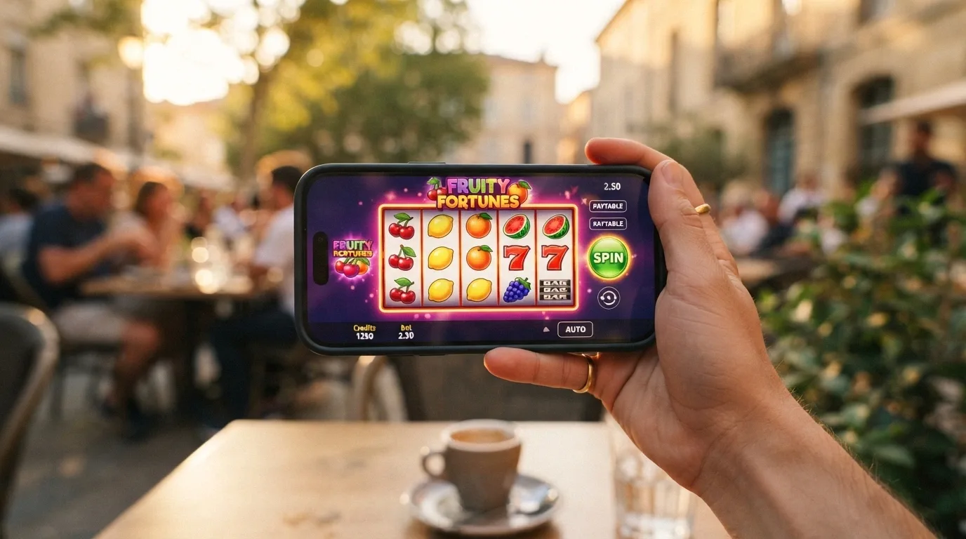 A smartphone in landscape orientation displaying a 1spin4win slot in a mobile browser