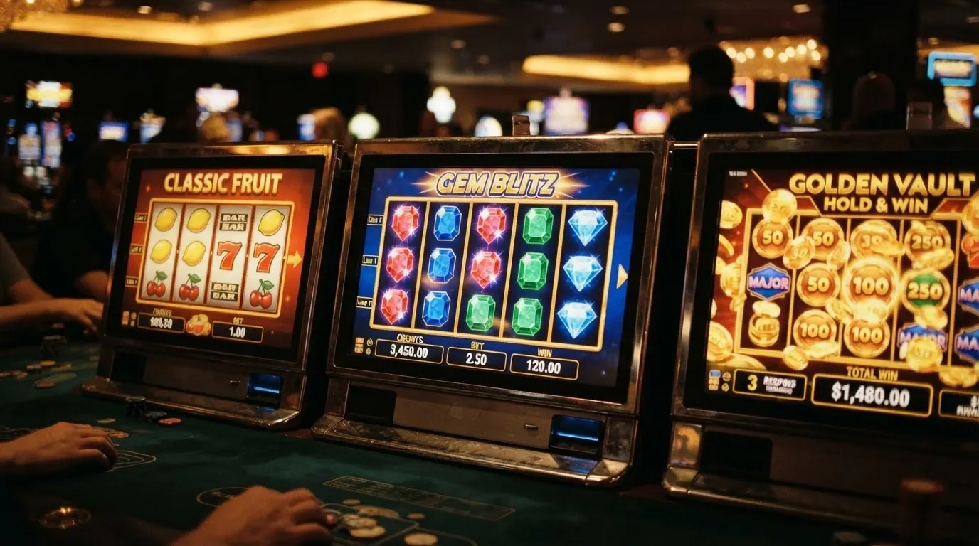 Three 1spin4win slot screens showing different reel layouts side by side