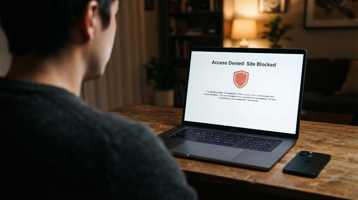 A browser window displaying an ACMA blocking notice page — the screen an Australian sees when visiting a blocked gambling site
