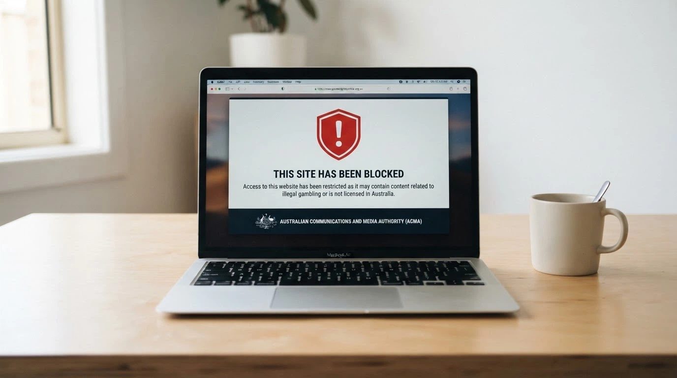 A blocked-website notice on a computer screen