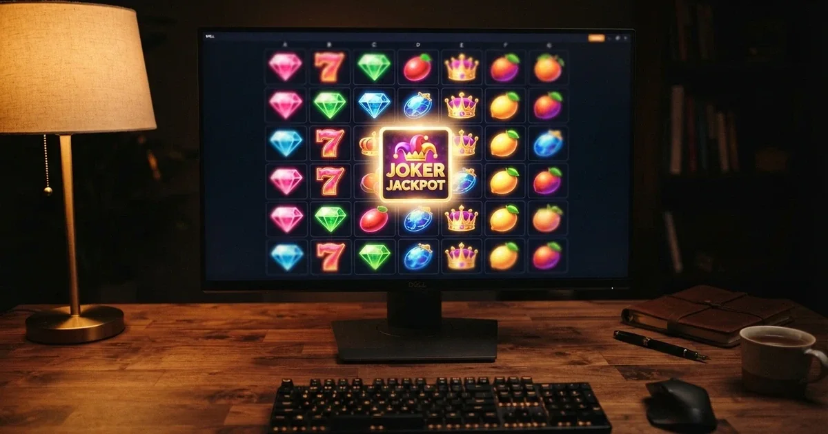 A row of colourful 7-reel online pokie game tiles displayed on a desktop screen, with one title card highlighted in the centre