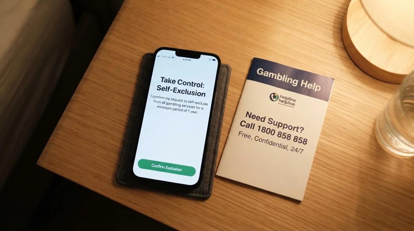 A smartphone showing the BetStop registration screen and the Gambling Help Online homepage side by side