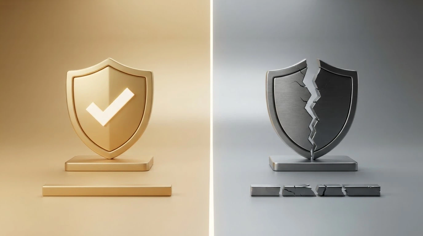 A split visual showing the BetStop logo on one side and a broken shield icon representing no coverage on the other