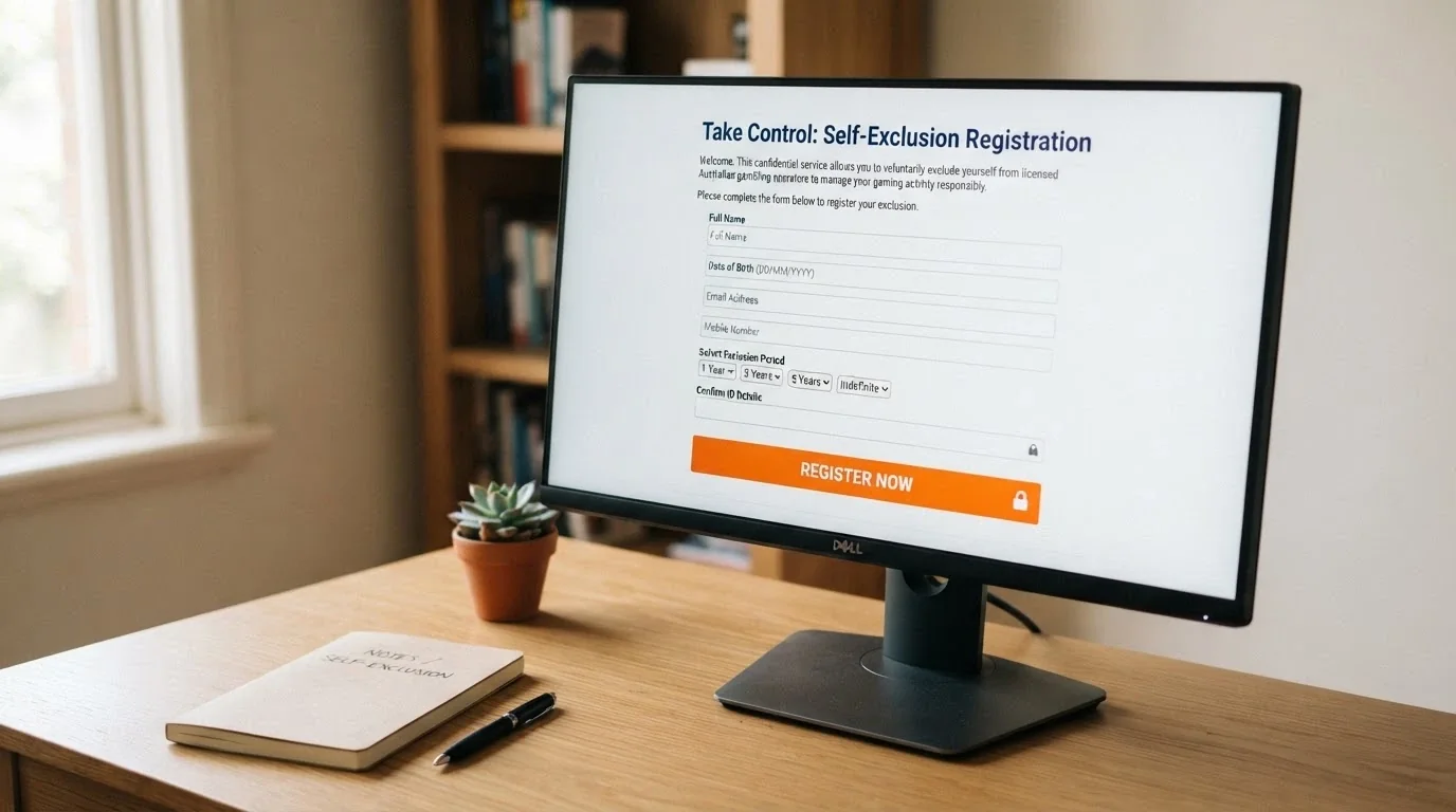 The BetStop National Self-Exclusion Register landing page on a desktop browser, with the register-now button visible
