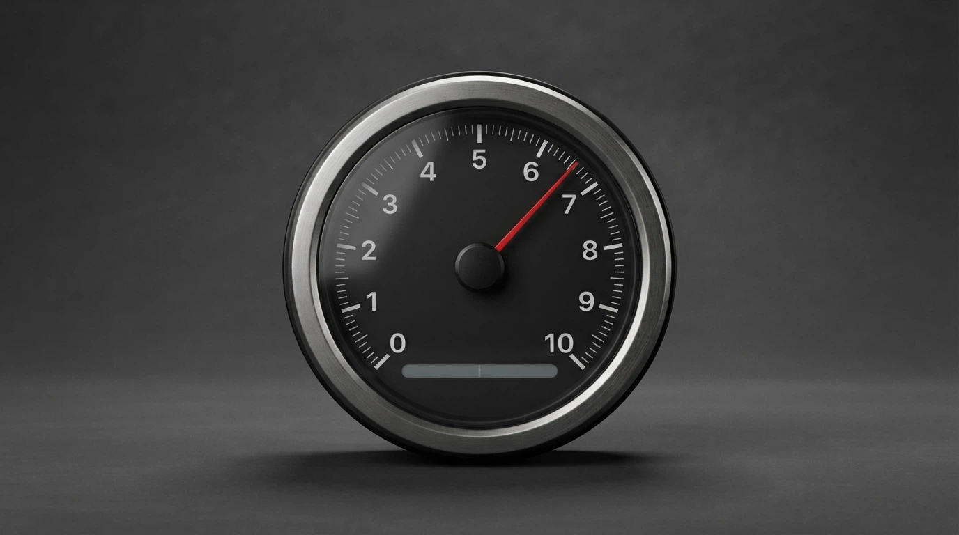 A safety rating gauge or scale with a marker positioned below the midpoint, set against a dark casino-themed background