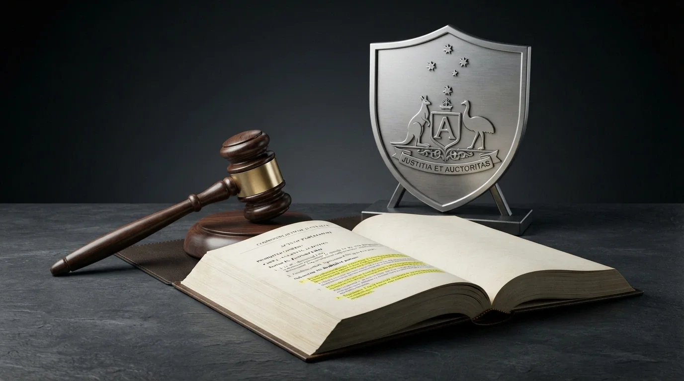 The ACMA logo and a stylised gavel beside a document labelled “Interactive Gambling Act 2001” with key prohibition clauses highlighted