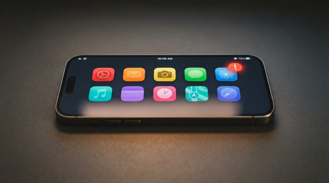 A grid of ten casino app icons on a smartphone screen, with a red warning badge overlay