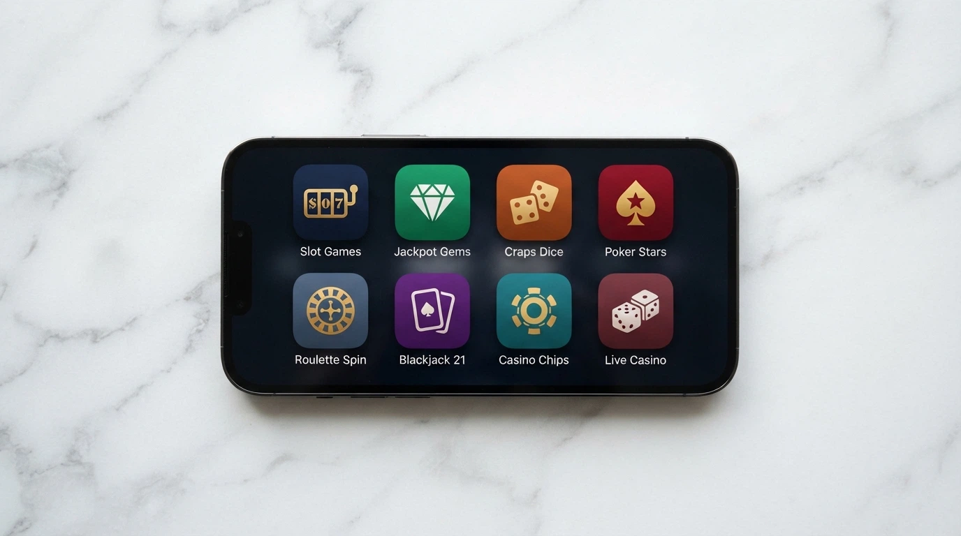 A grid of casino PWA home-screen icons as they appear on an iPhone