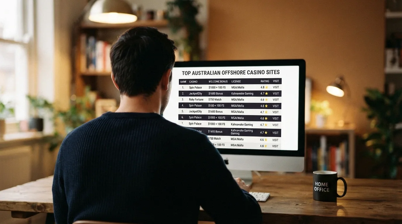 A side-by-side comparison chart showing casino names, bonus amounts and licence jurisdictions in a clean table layout on a desktop screen