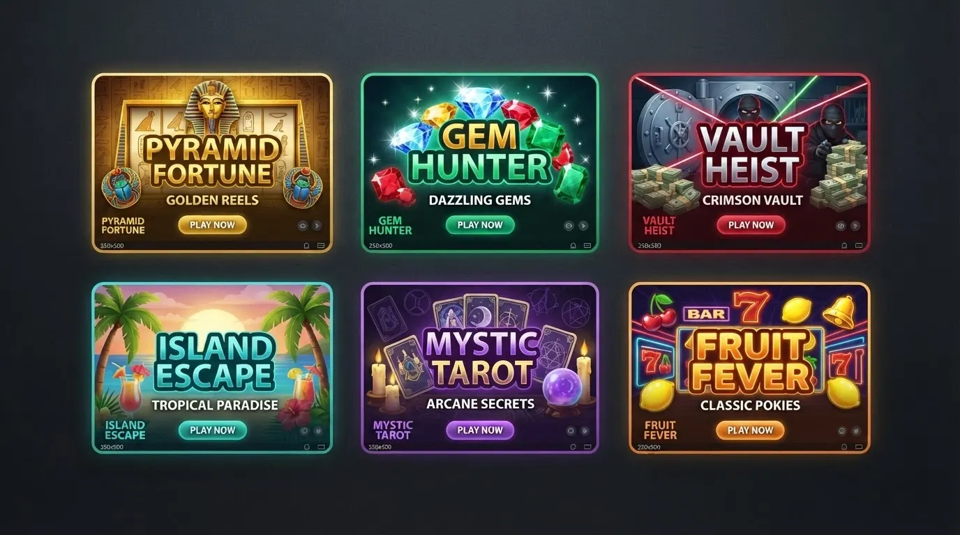A grid of popular online pokie title icons including the specific games named in the 120 free spins offers reviewed on this page