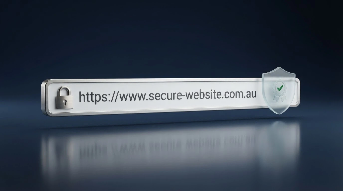 A browser address bar showing a padlock icon and the URL of a casino site, overlaid with a translucent shield icon containing a licence certificate symbol