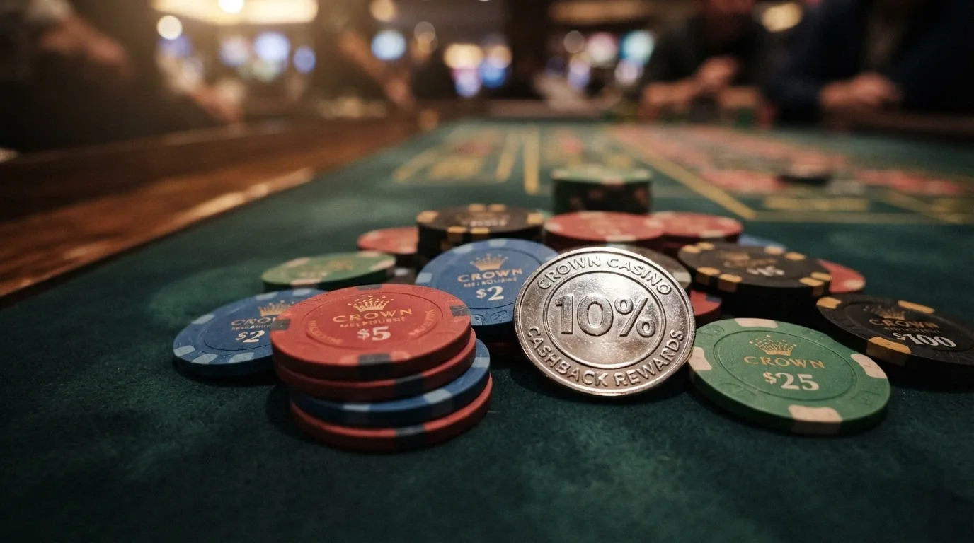 A cashback percentage badge over casino chips